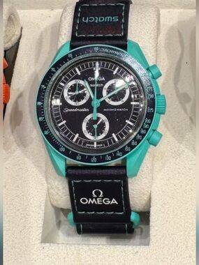 Swatch Turquoise and Black Chronograph Watch